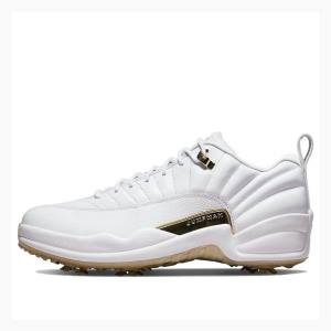 Air Jordan 12 Barbati Nike Low Golf NRG M22 Metallic Adidași Albi Aurii | JD-829YQ