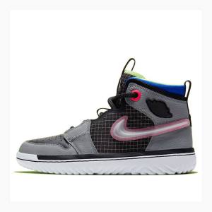 Air Jordan 1 Barbati Nike High React Ghost Ghete Baschet Negrii Verzi Gri | JD-194LU