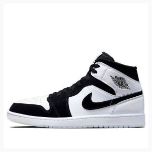 Air Jordan 1 Barbati Nike Mid-High Diamond Shorts Ghete Baschet Albi Negrii | JD-713EG