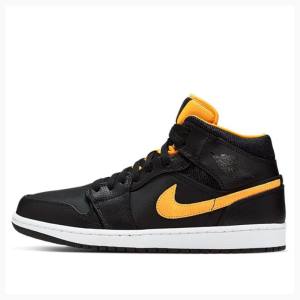 Air Jordan 1 Barbati Nike Mid-High SE Ghete Baschet Negrii Aurii | JD-150DU
