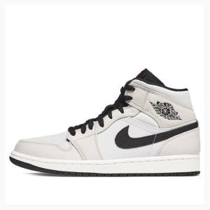 Air Jordan 1 Barbati Nike Mid-High SE Light Bone Ghete Baschet Gri Albi | JD-493BX