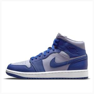 Air Jordan 1 Dama Nike Mid-High Iron Ghete Baschet Albastri | JD-149ZW