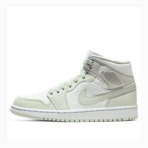 Air Jordan 1 Dama Nike Mid-High Spruce Aura Ghete Baschet Verzi Albi | JD-691NO