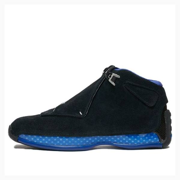 Air Jordan 18 Barbati Nike Retro OG - Sport Royal Ghete Baschet Negrii Albastri | JD-486OZ