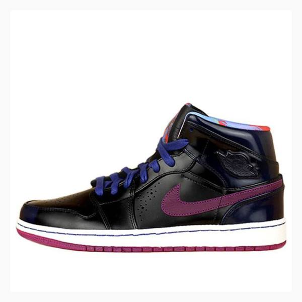 Air Jordan 1 Barbati Nike Mid-High Nouveau Year of the Horse Ghete Baschet Negrii Albastri Violet | JD-302RP