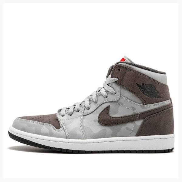 Air Jordan 1 Barbati Nike Retro High Premium \'Grey Camo\' Ghete Baschet Gri Maro | JD-750EL